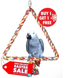 34Cm Medium Triangle Rope Swing Toy Parrot Toy - BOGOF